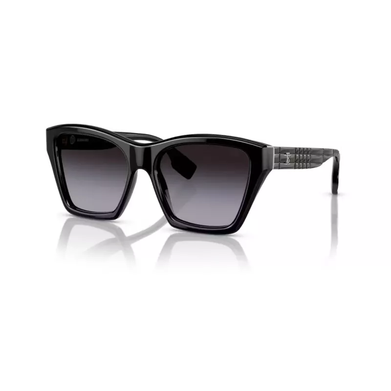 Burberry BE439130018G5 dámske slnečné okuliare, hranaté, acetát, čierny rám, sivé gradientné šošovky, 54mm