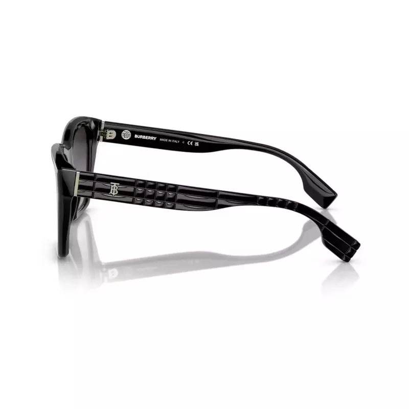 Burberry BE439130018G5 dámske slnečné okuliare, hranaté, acetát, čierny rám, sivé gradientné šošovky, 54mm