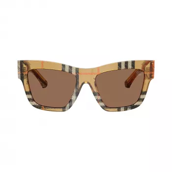 Burberry BE4449-414673 dámske slnečné okuliare, štvorcový acetátový rám, Havana/škrupinový, hnedé sklá, 53/19/140 mm