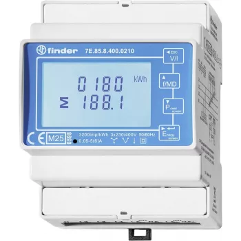Finder 7E.85.8.400.0212 jednofázový digitálny elektromer, 230 V AC, 40 A, DIN lišta, 1 modul, S0 impulzný výstup