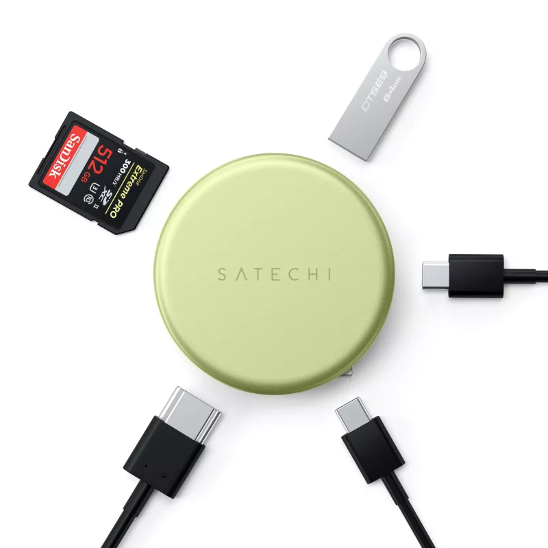 Satechi OntheGo 5-in-1 Multiport Adapter - USB-C hub s 4K HDMI, USB-C 5Gbps, USB-A 5Gbps, čítačka SD kariet, 60W PD Pass-through (Citrus)