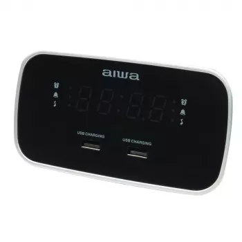 AIWA CRU-19RD červené rádiobudík s FM/AM tunerom, dvojité budenie, Snooze, Sleep-Timer, LED displej, záložná batéria