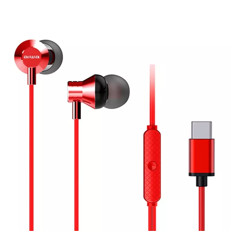AIWA ESTM-50USB-C/RD Stereo slúchadlá do uší s mikrofónom, USB, červené