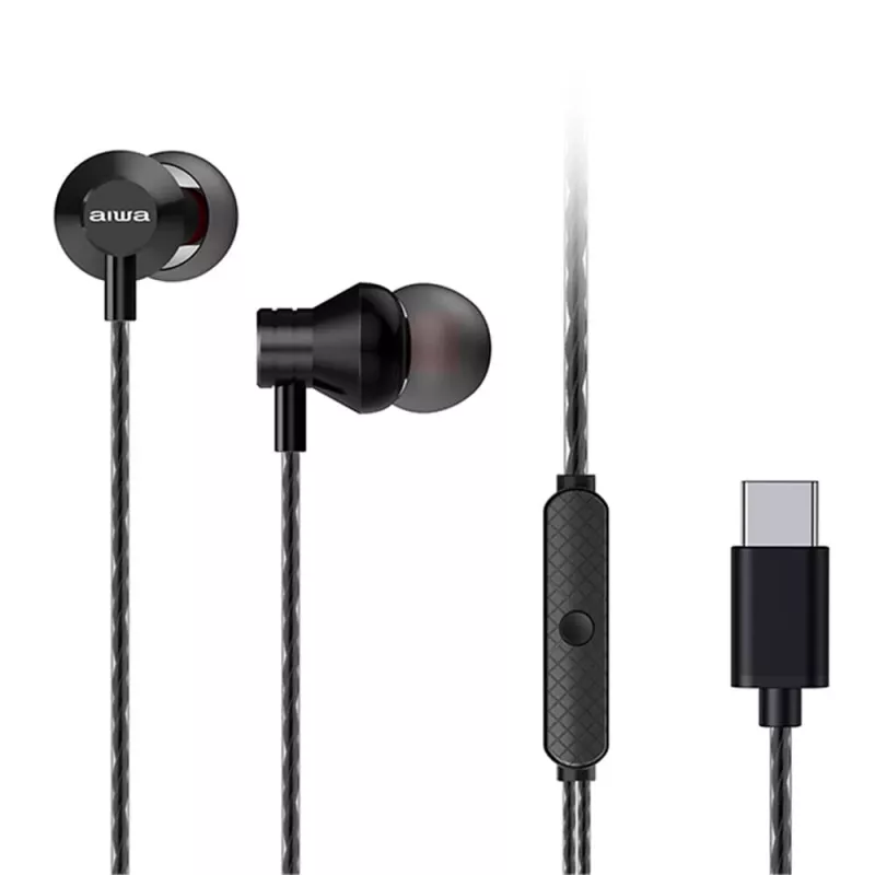 AIWA ESTM-50USB-C/BK in-ear stereo headset s mikrofónom, USB-C, čierny