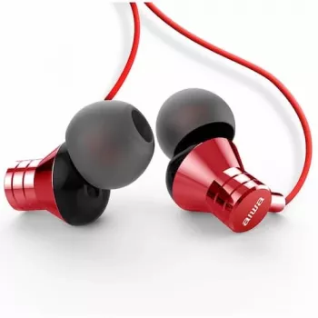 AIWA ESTM-50RD in-ear stereo headset s mikrofónom, červený