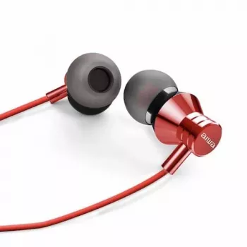 AIWA ESTM-50RD in-ear stereo headset s mikrofónom, červený