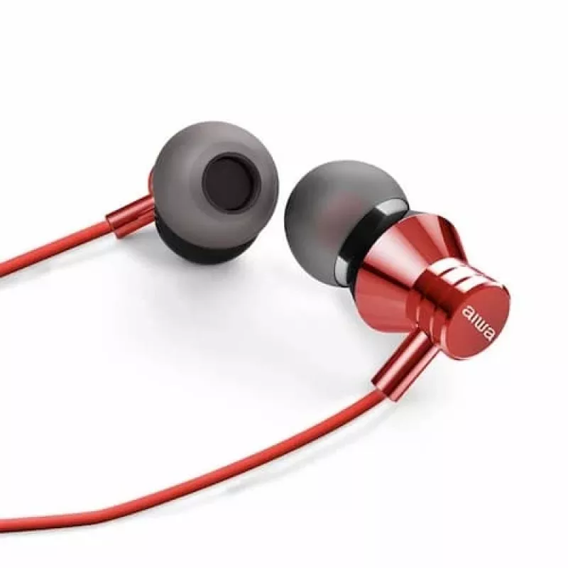 AIWA ESTM-50RD in-ear stereo headset s mikrofónom, červený