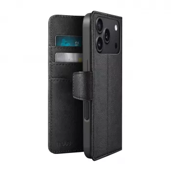 SBS Wallet Classic puzdro pre iPhone 18 Pro Max s peňaženkou a stojanom – čierna