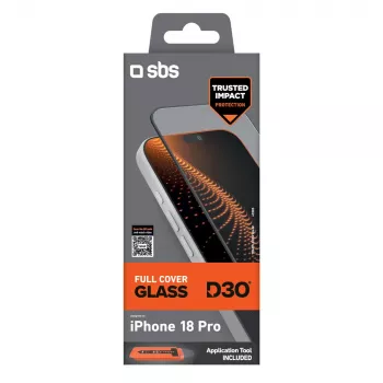 SBS D3O Full Cover ochranné sklo displeja pre iPhone 18 Pro s aplikátorom