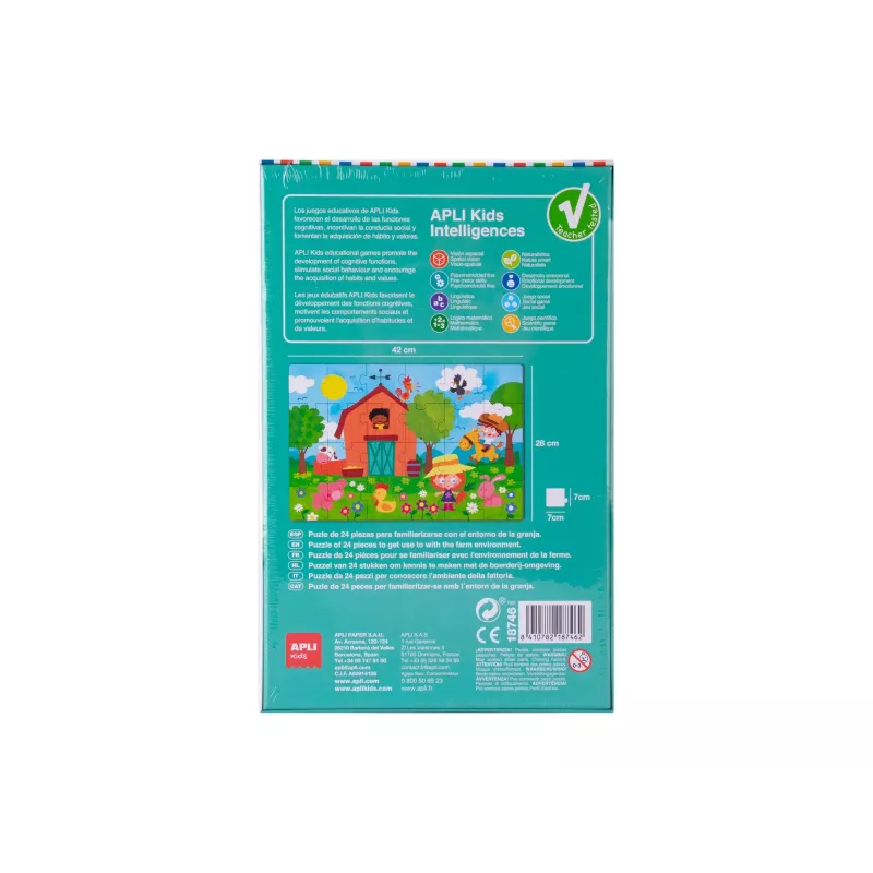 AGIPA vzdelávacie puzzle Farma, 24 dielov, kartónová krabica, 152 mm dĺžka 18746