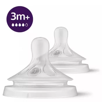Philips Avent Natural Response cumlík na detskú fľašu, rýchly tok mlieka, 3m+, balenie 2 ks, silikón, transparentný