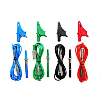 HT Instruments univerzálna sada meracích vodičov G3, CAT IV 600V / CAT III 1000V, 10A, 1,5m silikónové meracie vodiče s hrotmi a krokodílími svorkami, červená/čierna 1006210