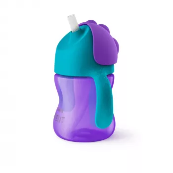 Philips Avent fľaša s ohybným slamkom 200 ml, 9m+, fialová