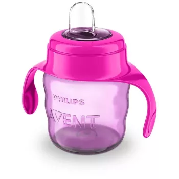 Philips AVENT Easy Sip tréningový hrnček s držadlami, 6M+, 200 ml, silikónový výpust, ružový