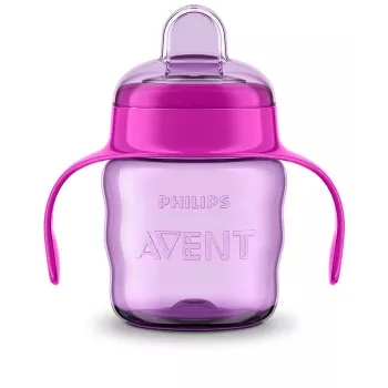 Philips AVENT Easy Sip tréningový hrnček s držadlami, 6M+, 200 ml, silikónový výpust, ružový
