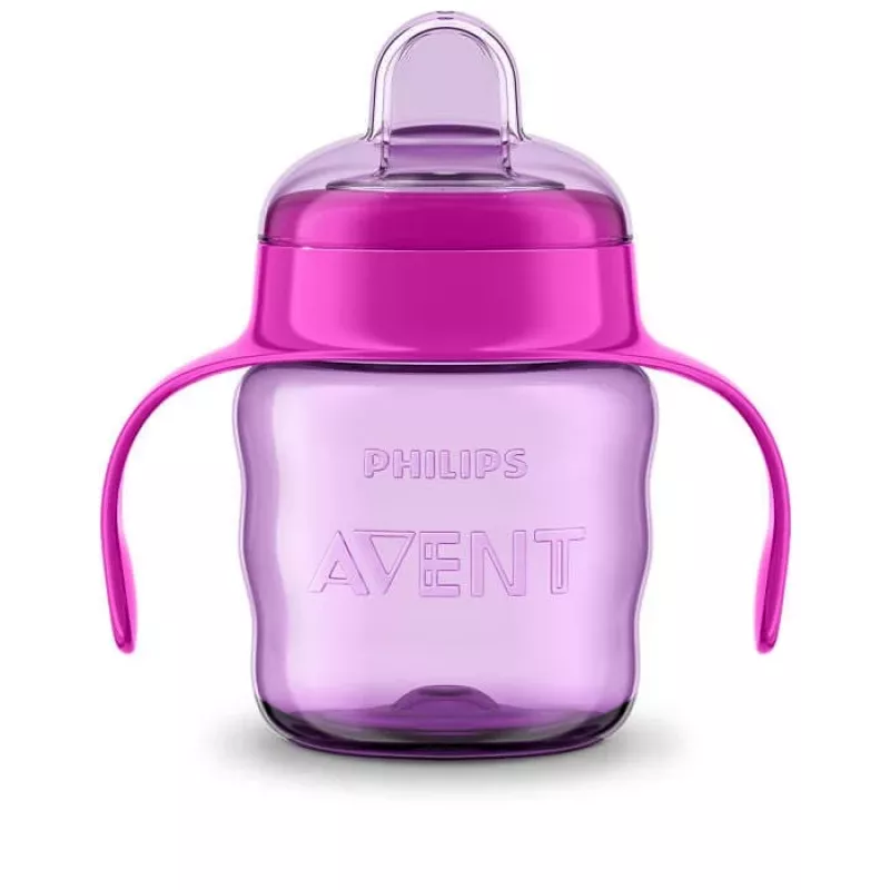 Philips AVENT Easy Sip tréningový hrnček s držadlami, 6M+, 200 ml, silikónový výpust, ružový