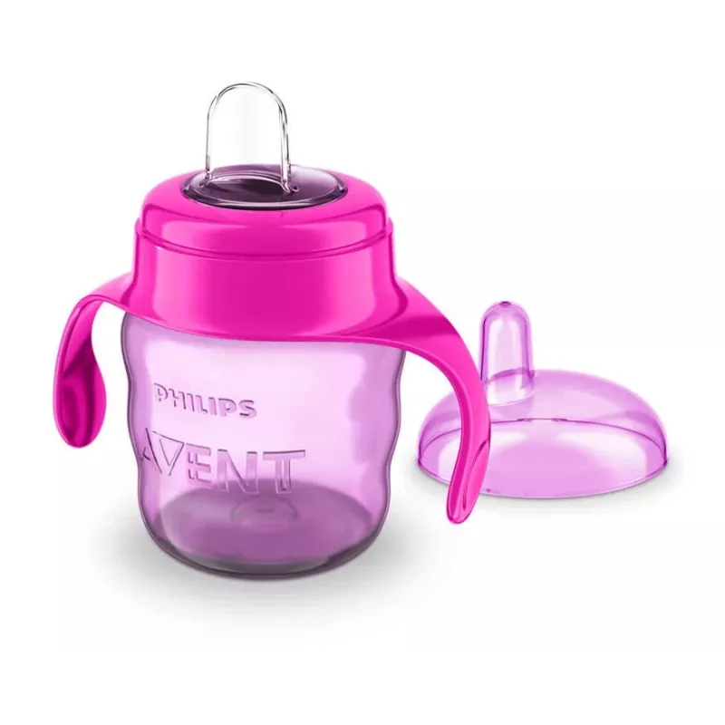 Philips AVENT Easy Sip tréningový hrnček s držadlami, 6M+, 200 ml, silikónový výpust, ružový