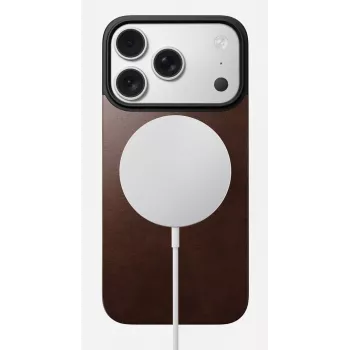 NOMAD Magnetic Leather Back pre iPhone 17 Pro kompatibilné s MagSafe Horween koža Rustic Brown