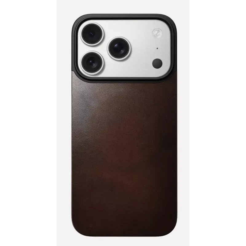 NOMAD Magnetic Leather Back pre iPhone 17 Pro kompatibilné s MagSafe Horween koža Rustic Brown