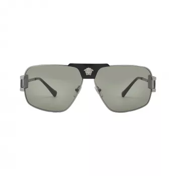 Versace VE2251-1001-2 pánske slnečné okuliare Pilot Aviator čierny rám sivé sklá 63mm