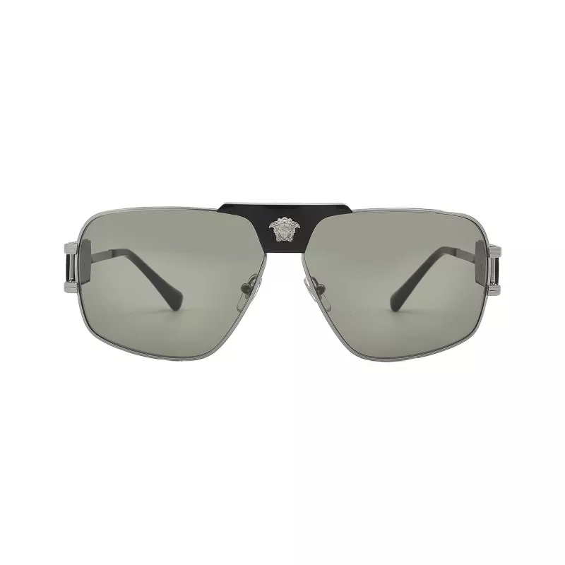 Versace VE2251-1001-2 pánske slnečné okuliare Pilot Aviator čierny rám sivé sklá 63mm