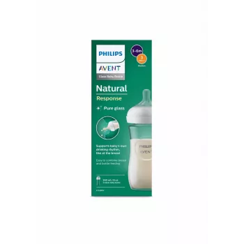 Philips AVENT Natural Response sklenená detská fľaša 240 ml, stredný prietok cumlík, 1m+