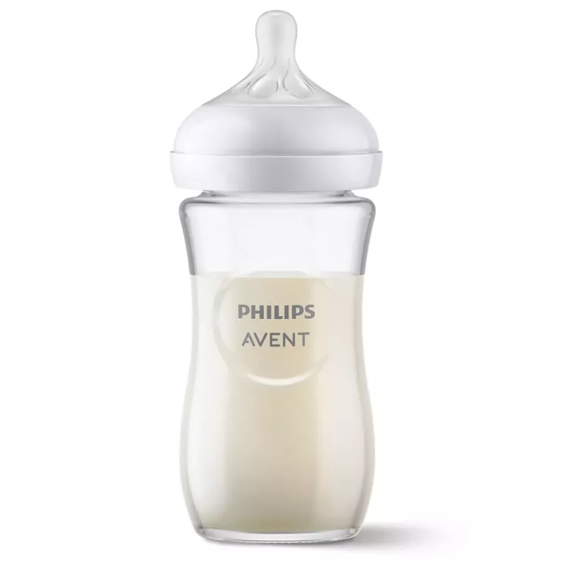 Philips AVENT Natural Response sklenená detská fľaša 240 ml, stredný prietok cumlík, 1m+