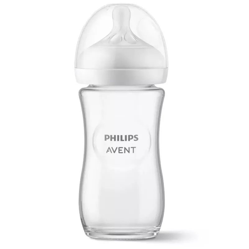 Philips AVENT Natural Response sklenená detská fľaša 240 ml, stredný prietok cumlík, 1m+