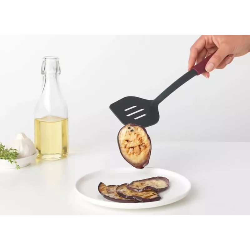 Brabantia Profile Line obracačka na panvice s otvormi, baklažánová červená