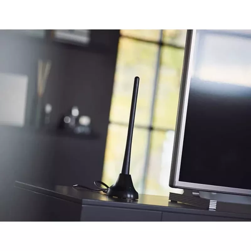PHILIPS SDV5100/12 izbová televízna anténa so zosilnením 18 dB, UHF/VHF/FM, čierna