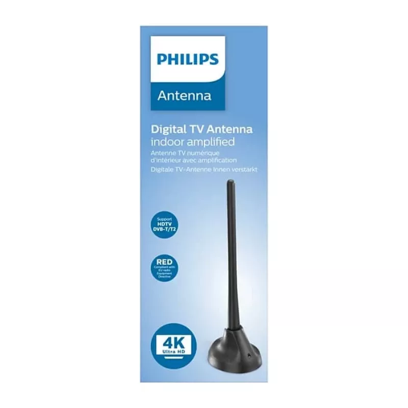 PHILIPS SDV5100/12 izbová televízna anténa so zosilnením 18 dB, UHF/VHF/FM, čierna