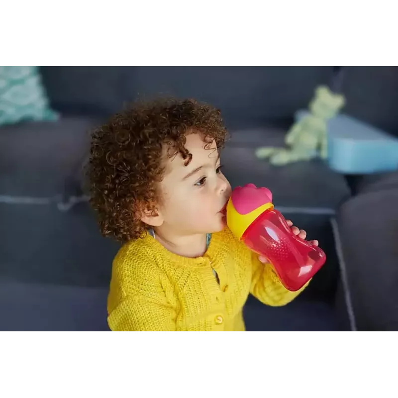 Philips Avent fľaša so slamkou s flexibilnou slamkou, 300 ml, 12m+, ružová