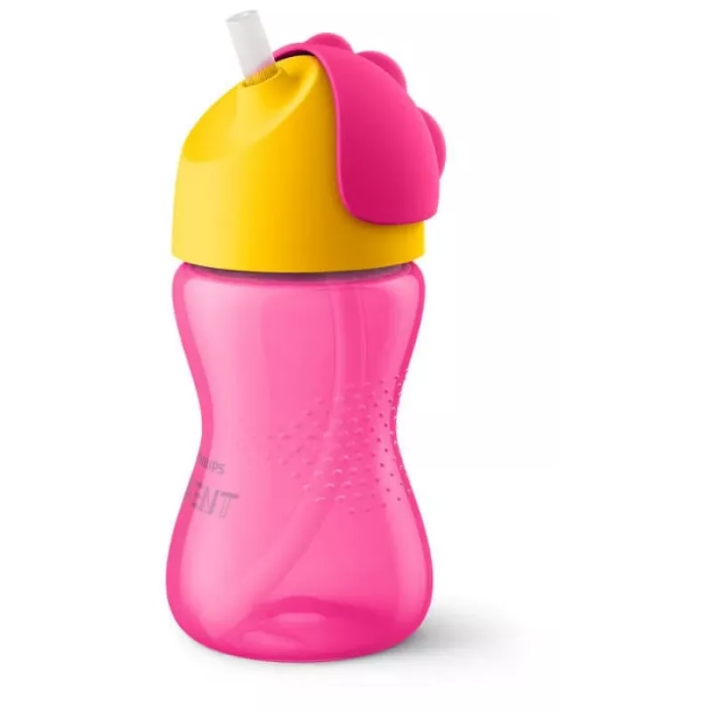 Philips Avent fľaša so slamkou s flexibilnou slamkou, 300 ml, 12m+, ružová