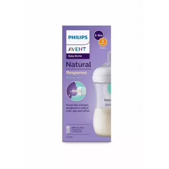 Philips Avent Natural Response anti-colic dojčenská fľaša s AirFree ventilom 260 ml, stredný cumlík, 1M+