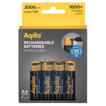 AQIILA USB-C nabíjateľné AA lítium-iónové batérie, 1,2V, balenie 4 ks (AQ200AA367C4)