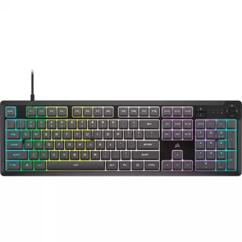 CORSAIR K55 Core RGB membránová herná klávesnica, dynamické 3-zónové RGB, 6 makro tlačidiel, odnímateľná opierka zápästia, USB káblová, čierna/sivá
