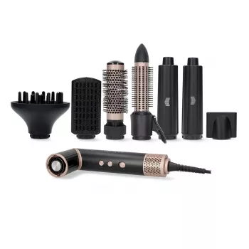 Melissa 7-in-1 multifunkčný stylingový set na vlasy, keramický povrch, 180°C, čierna/strieborná
