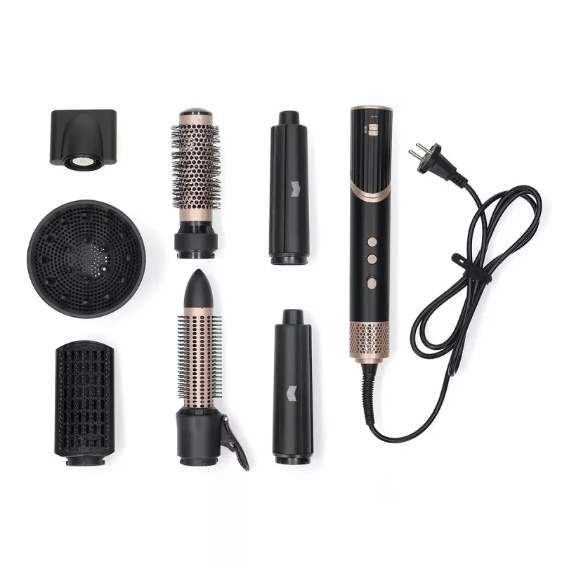 Melissa 7-in-1 multifunkčný stylingový set na vlasy, keramický povrch, 180°C, čierna/strieborná