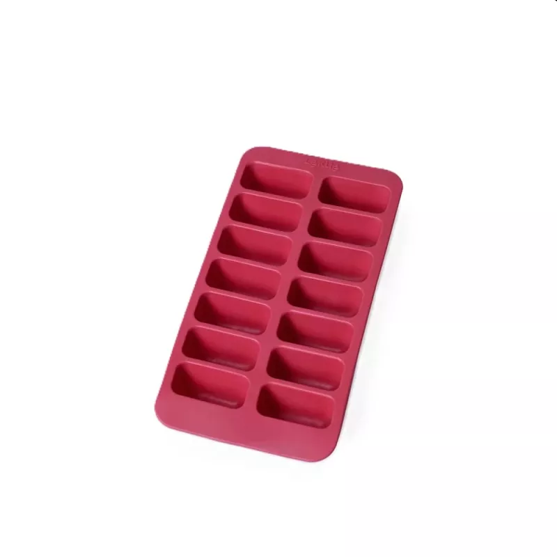 LEKUE Obdĺžniková forma na ľadové kocky s vekom, 14 kociek, červená
