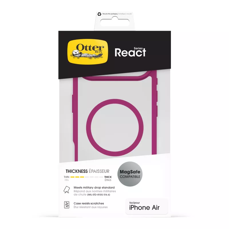 OtterBox React Series zadný kryt pre Apple iPhone Air – kompatibilný s MagSafe – Rose Crystal (ružová/číra) 77-98614