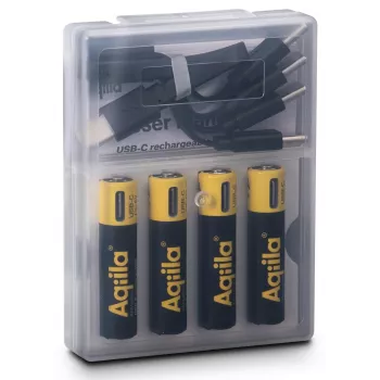 AQIILA AAA NiMH akumulátory s USB-C, 1,2 V, 600 mAh, balenie 4 ks AQ60AAA374C4