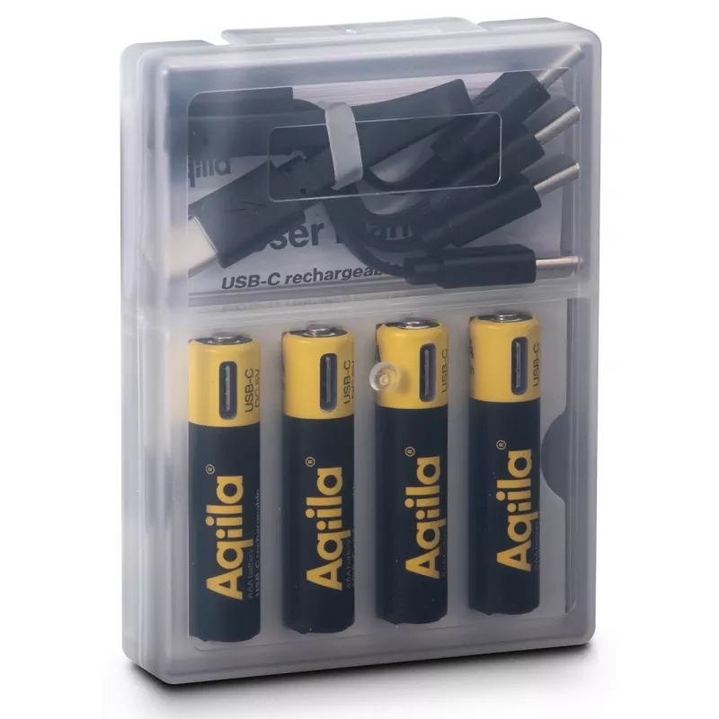 AQIILA AAA NiMH akumulátory s USB-C, 1,2 V, 600 mAh, balenie 4 ks AQ60AAA374C4