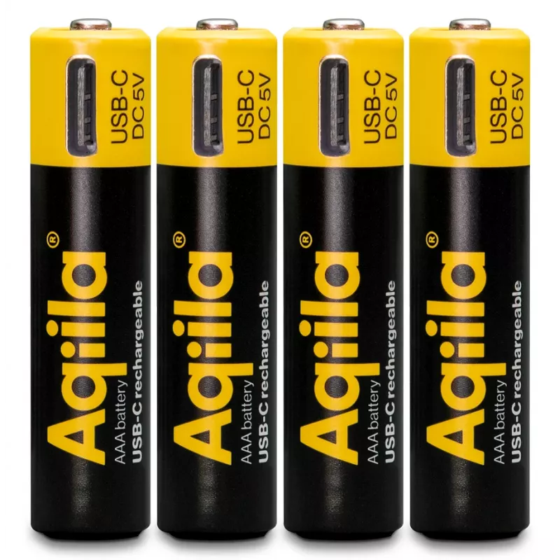 AQIILA AAA NiMH akumulátory s USB-C, 1,2 V, 600 mAh, balenie 4 ks AQ60AAA374C4