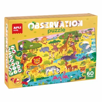 AGIPA Junior pozorovacie puzzle Savana, 60 dielikov, kartónová krabica, 4+ roky 19221