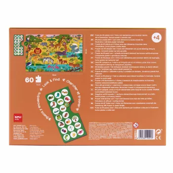 AGIPA Junior pozorovacie puzzle Savana, 60 dielikov, kartónová krabica, 4+ roky 19221