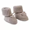 Lodger Slipper Folklore merino-vlnené detské topánky, béžová, 0-6 mesiacov