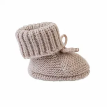 Lodger Slipper Folklore merino-vlnené detské topánky, béžová, 0-6 mesiacov