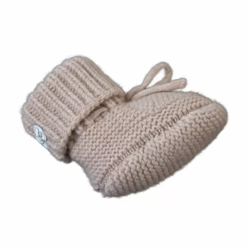 Lodger Slipper Folklore merino-vlnené detské topánky, béžová, 0-6 mesiacov