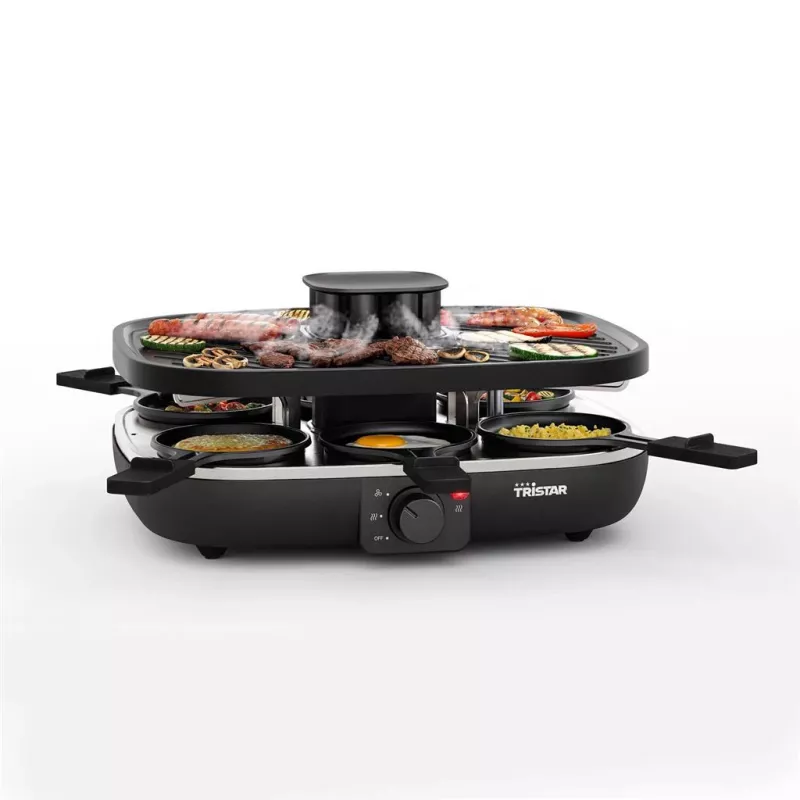 Tristar RA-2760 raclette gril so 6 panvičkami, aktívne vetranie, čierny
