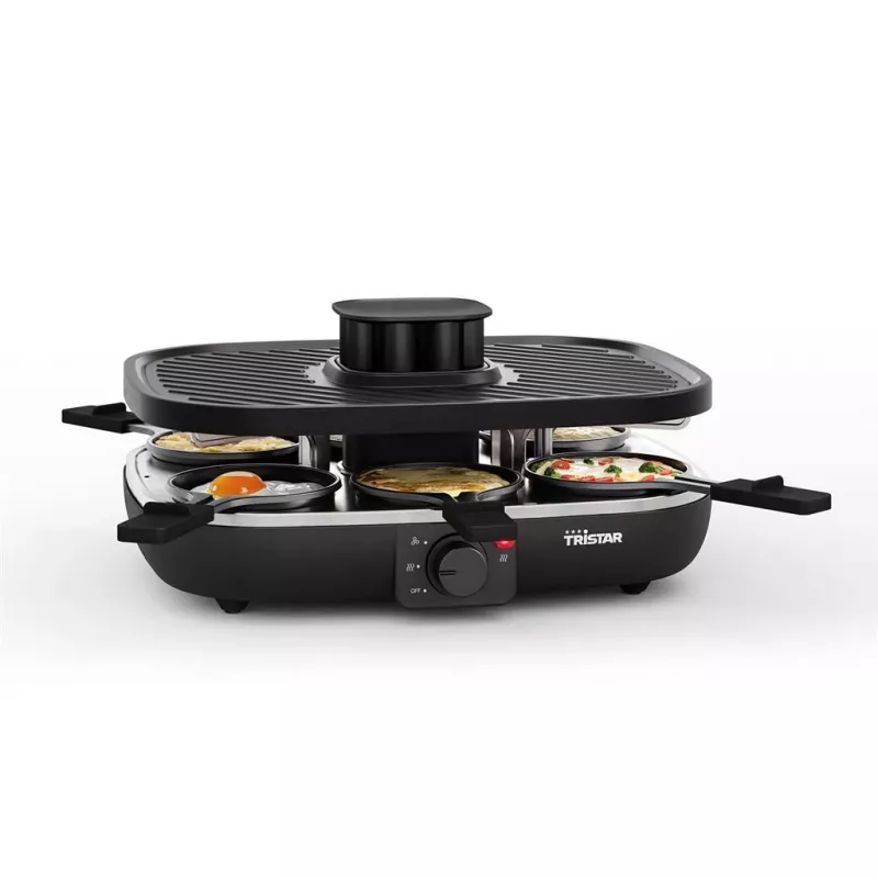 Tristar RA-2760 raclette gril so 6 panvičkami, aktívne vetranie, čierny
